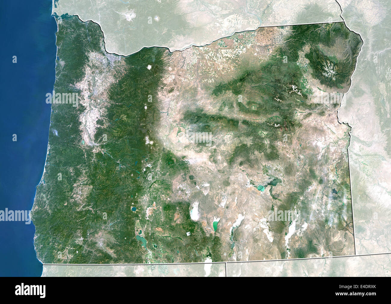 State of Oregon, United States, True Colour Satellite Image Stock Photo