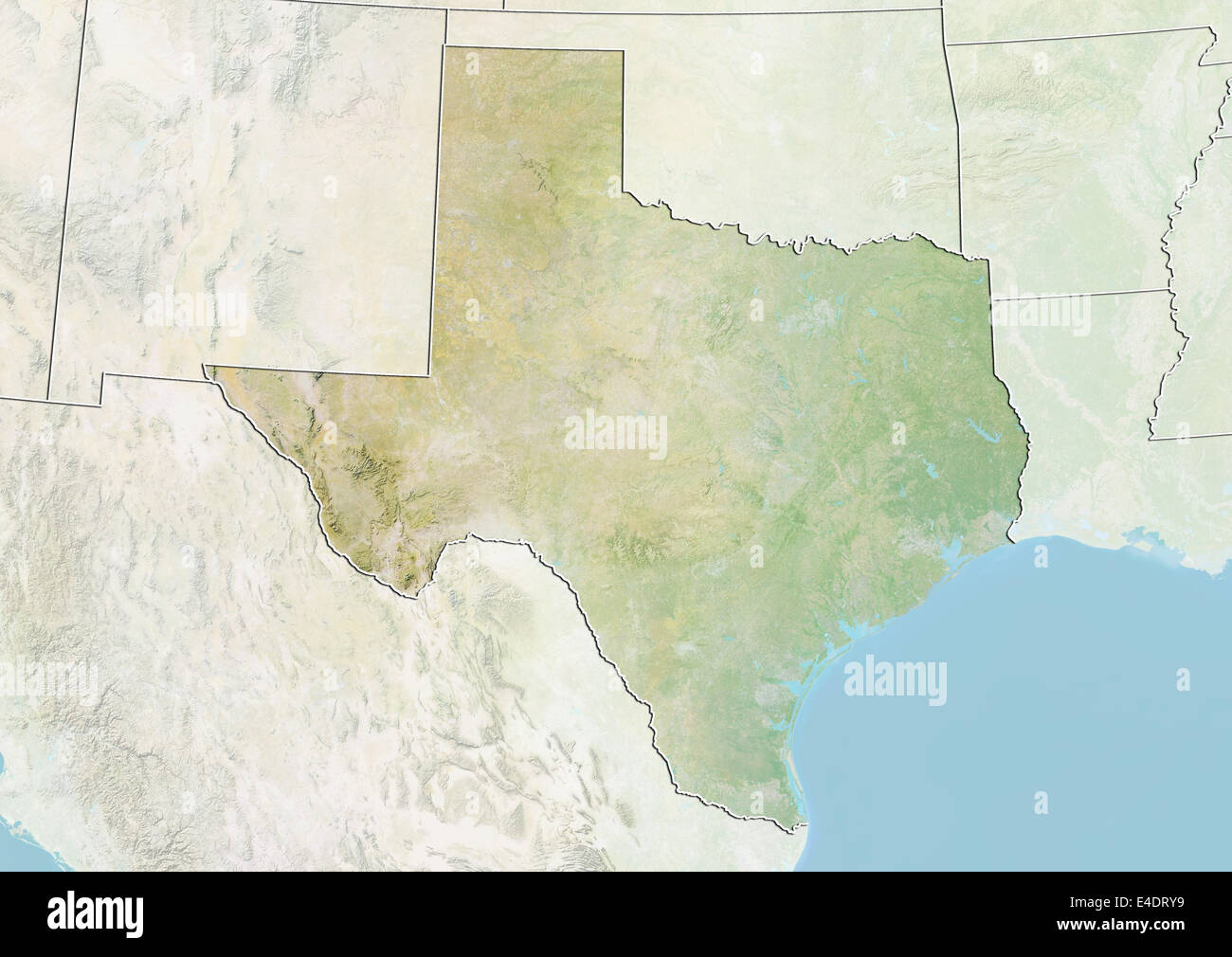 State of Texas, United States, Relief Map Stock Photo