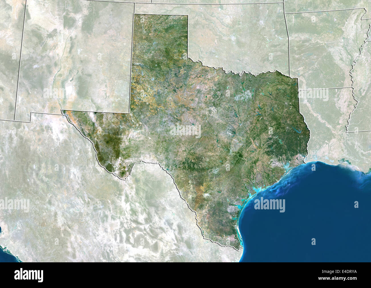 State of Texas, United States, True Colour Satellite Image Stock Photo