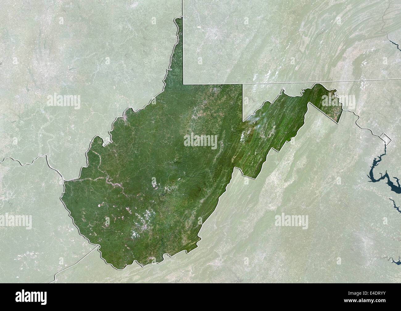 State of Western Virginia, United States, True Colour Satellite Image