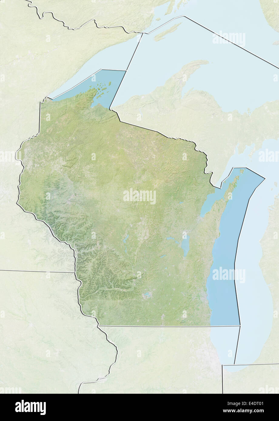 State of Wisconsin, United States, Relief Map Stock Photo Alamy
