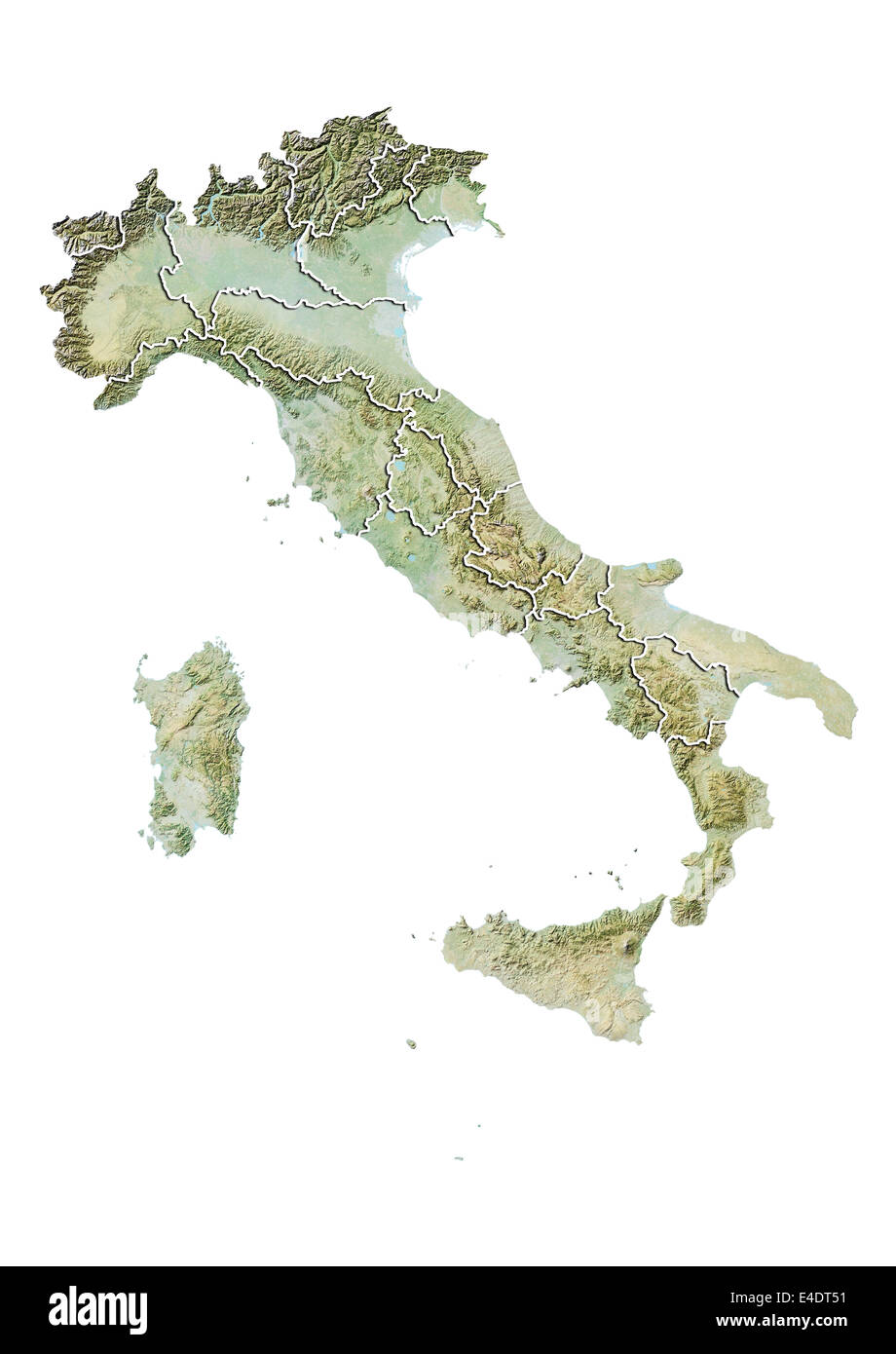 Italy, Relief Map With Province Boundaries Stock Photo - Alamy