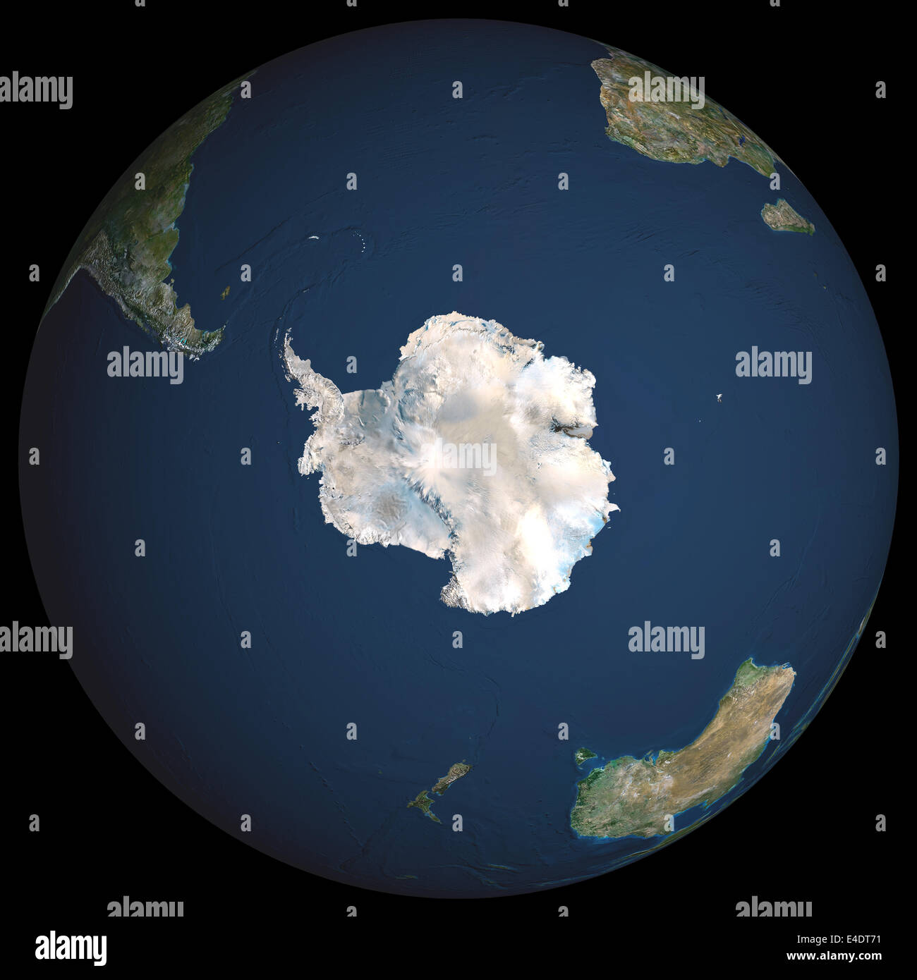 Globe South Pole, True Colour Satellite Image. Earth. True colour