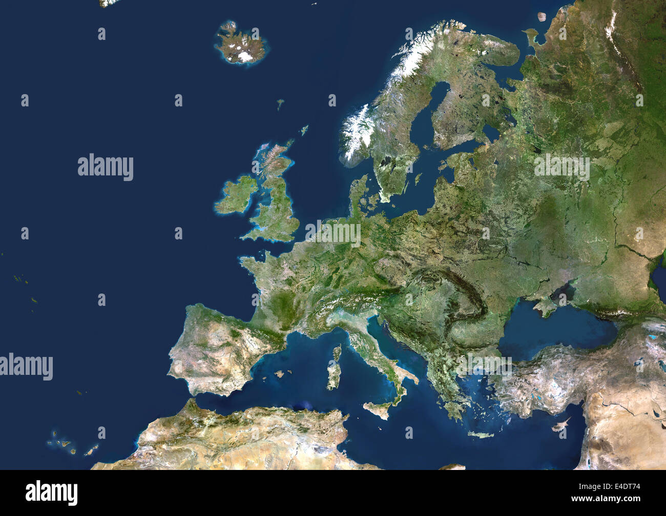25 European Member States, True Colour Satellite Image. Expanded European Union (EU). True colour satellite image of the EU, inc Stock Photo