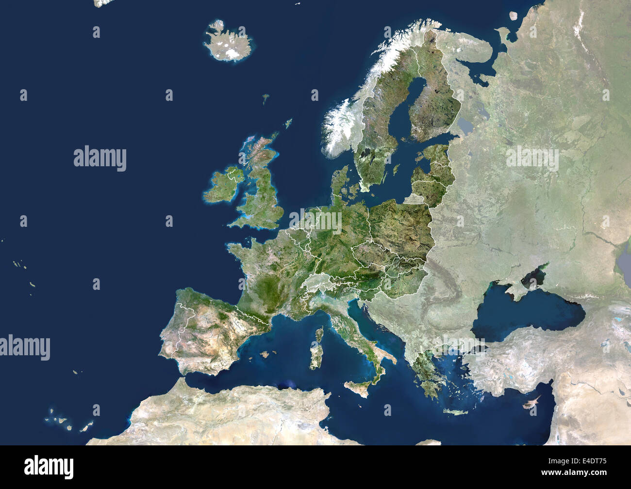 25 European Member States, True Colour Satellite Image With Mask. Expanded European Union (EU). True colour satellite image of t Stock Photo