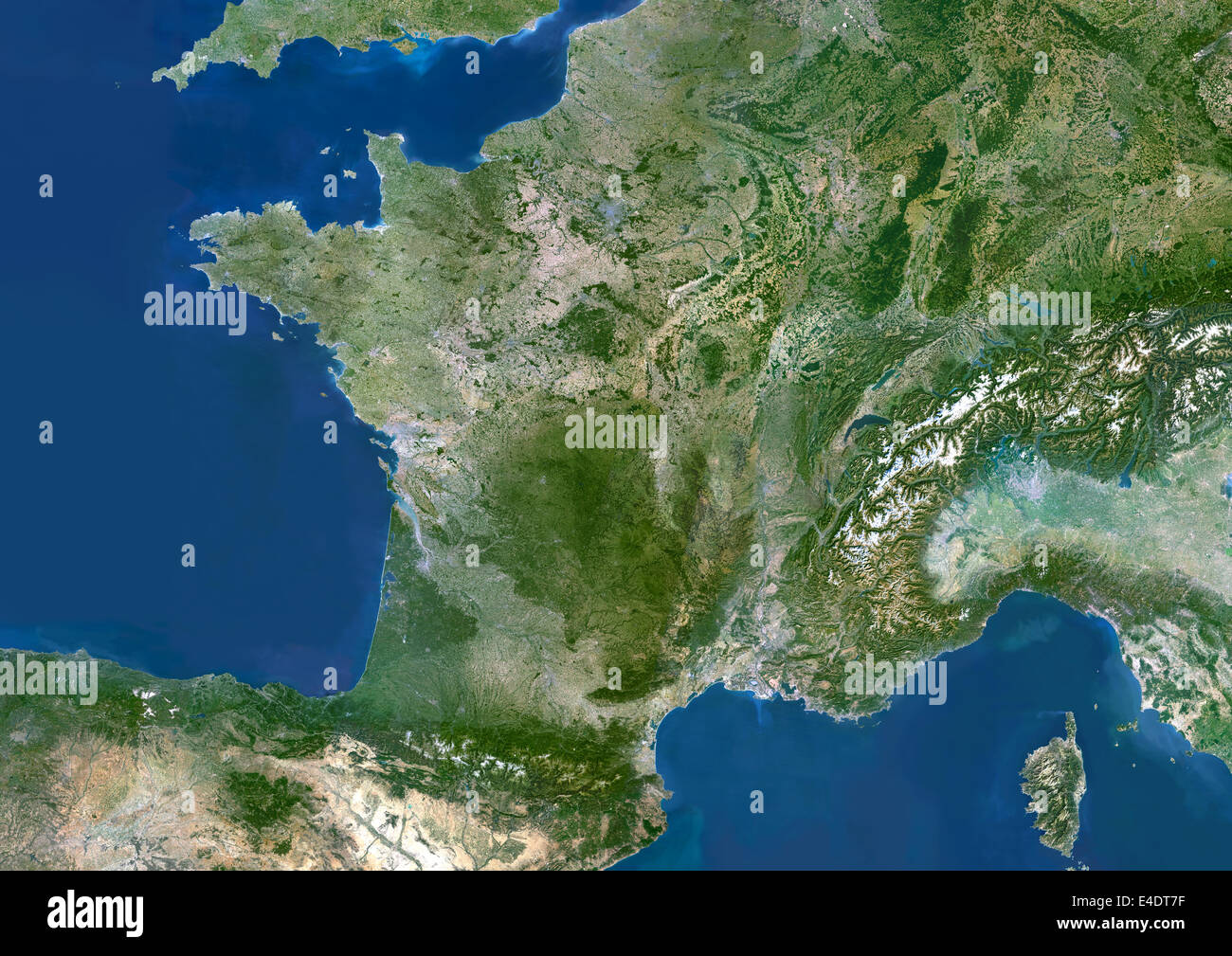 France, True Colour Satellite Image. France, true colour satellite image.  France is the largest country in Europe in terms of ar Stock Photo - Alamy