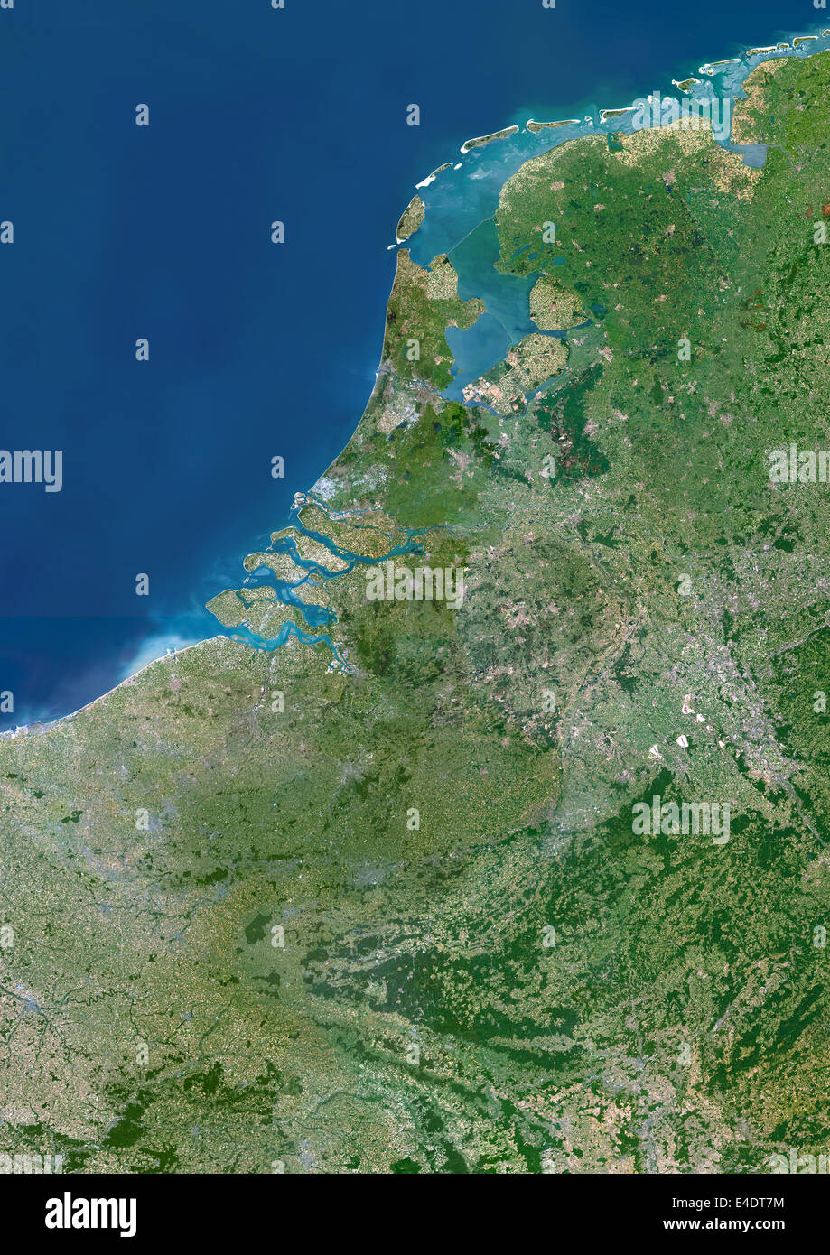 Benelux Countries, True Colour Satellite Image. Benelux region
