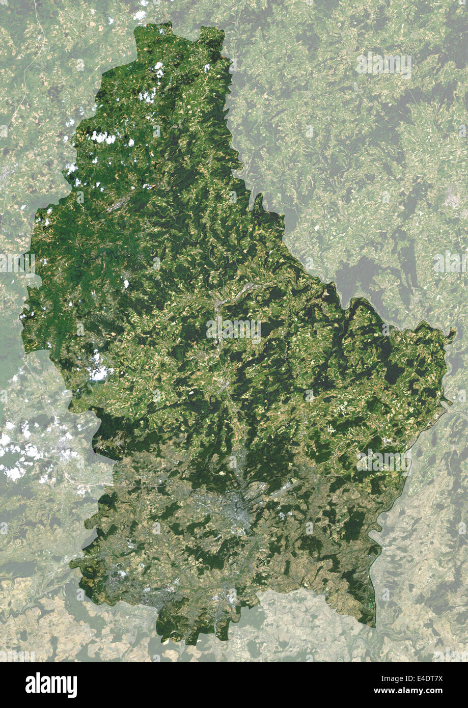 Luxembourg, True Colour Satellite Image With Mask. Luxembourg. True colour satellite image of the Grand Duchy of Luxembourg (wit Stock Photo