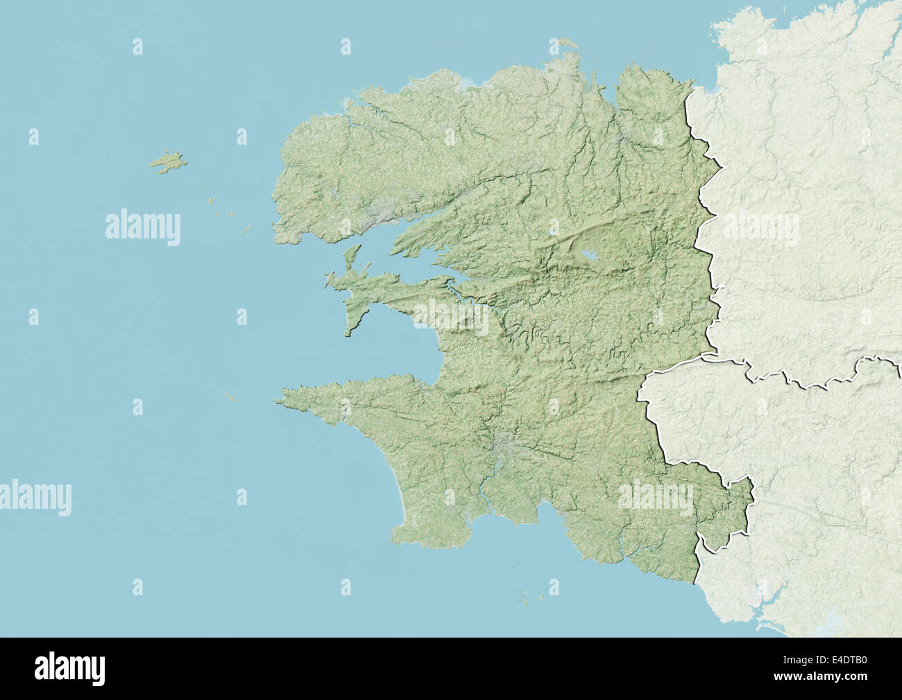 Departement of Finistere, France, Relief Map Stock Photo - Alamy