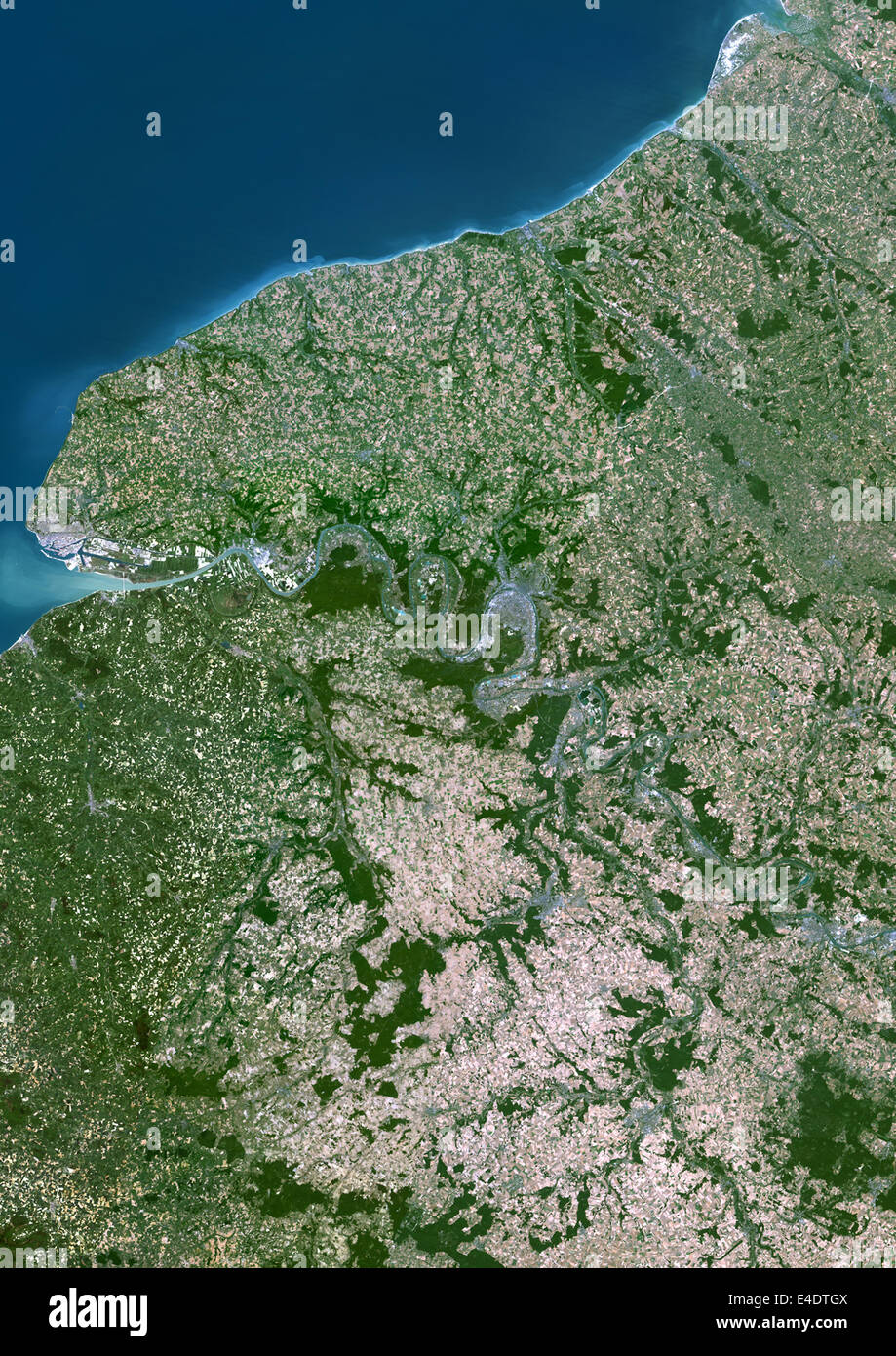 Haute-Normandie Region, France, True Colour Satellite Image. Haute Normandie region, France, true colour satellite image. This i Stock Photo