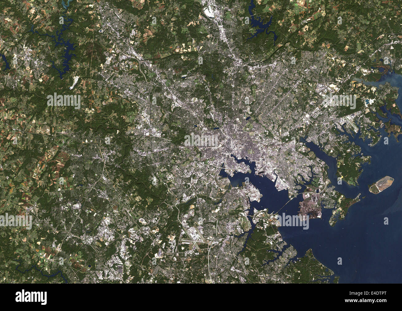 Baltimore, Maryland, Usa, True Colour Satellite Image. Baltimore, Maryland, USA. True colour satellite image of the city of Balt Stock Photo