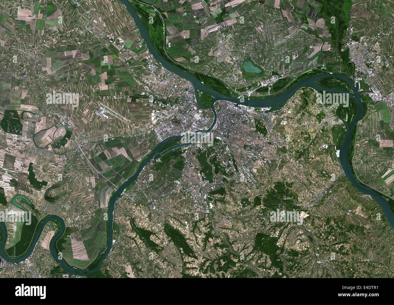 Belgrade, Serbia, True Colour Satellite Image. Belgrade, Serbia. True colour satellite image of Belgrade, capital city of Serbia Stock Photo