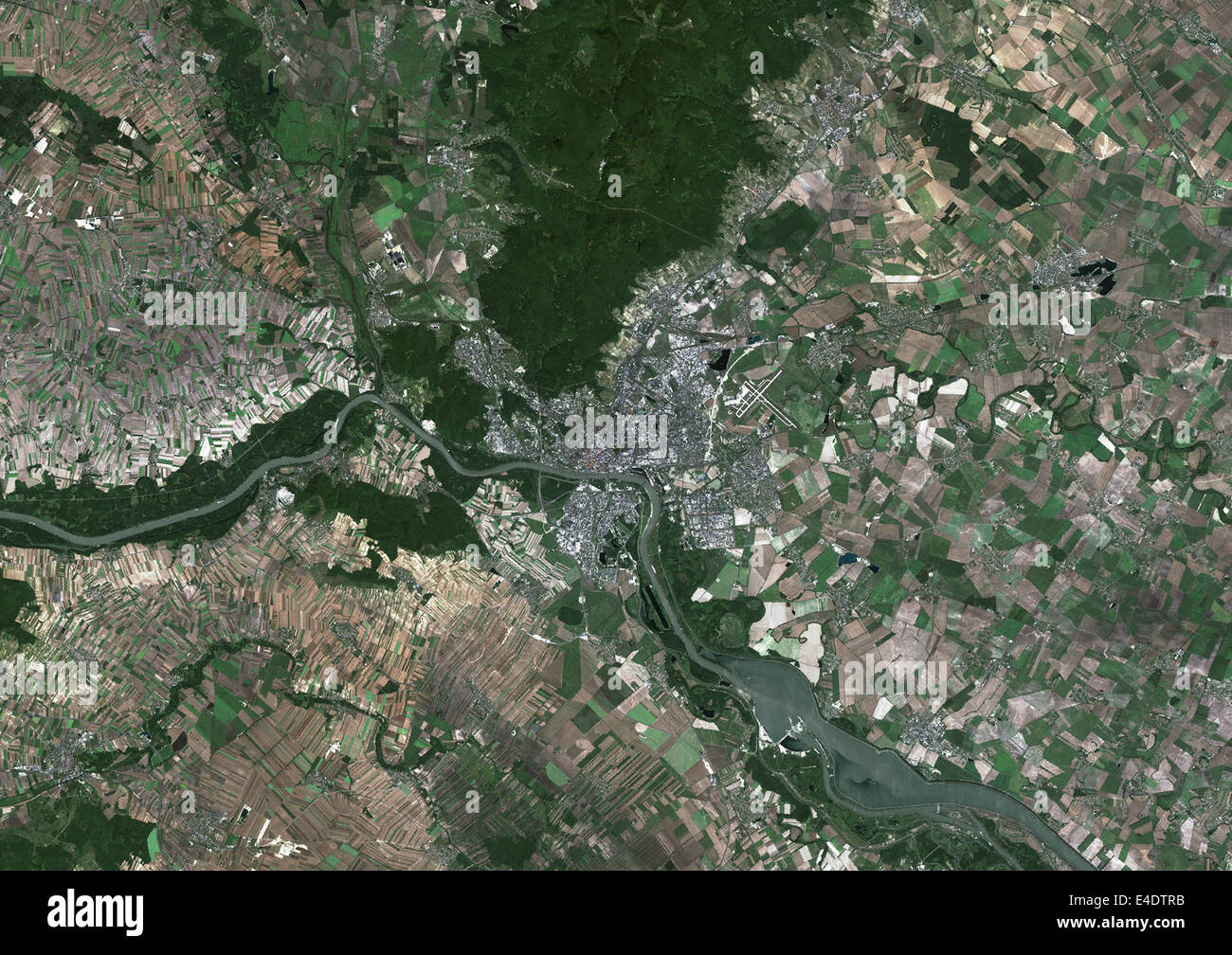 Bratislava, Slovakia, True Colour Satellite Image. Bratislava, Slovakia. True colour satellite image of Bratislava, capital city Stock Photo
