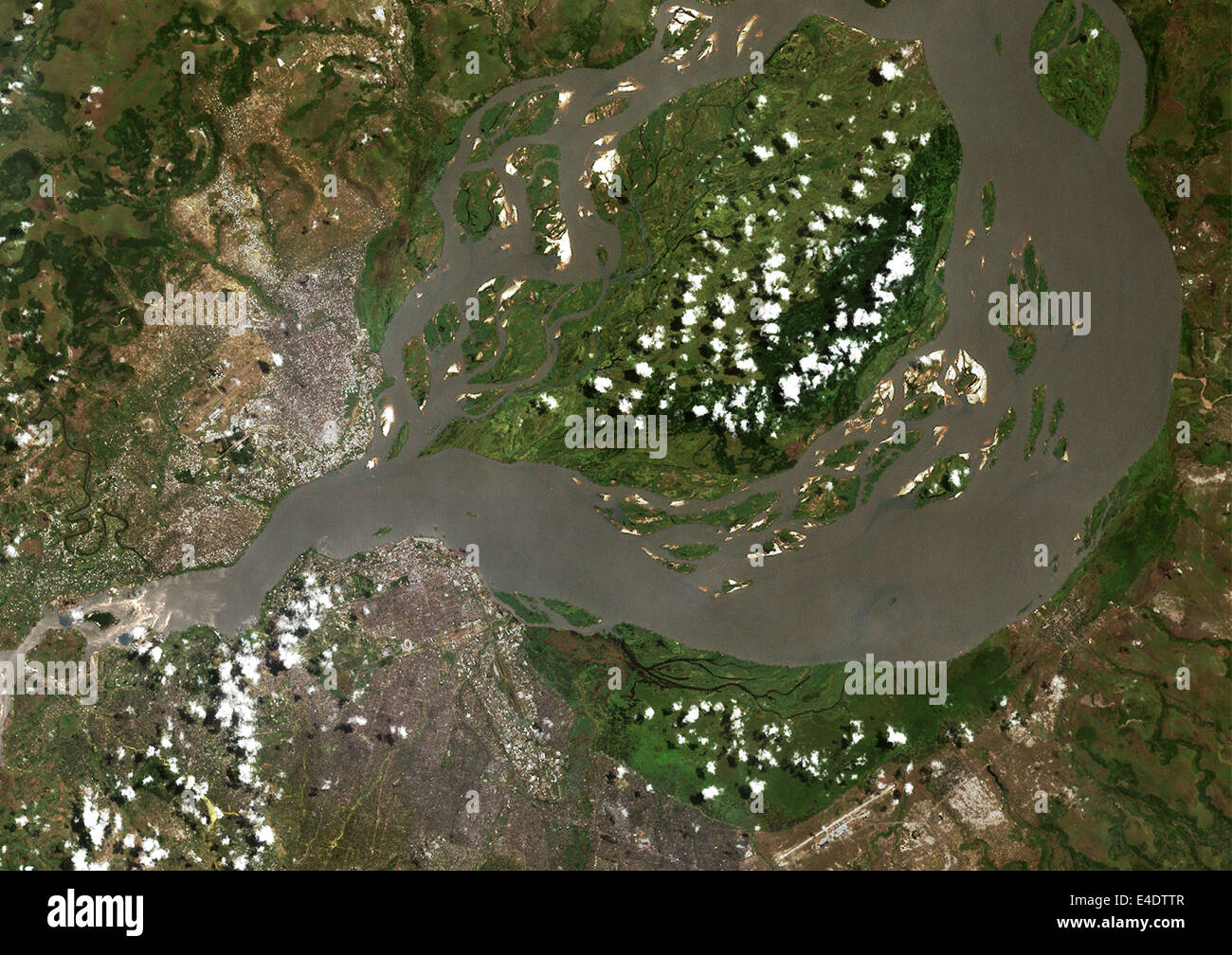 Kinshasa, Congo, True Colour Satellite Image. Kinshasa, Democratic Republic of Congo. True colour satellite image of Kinshasa, c Stock Photo