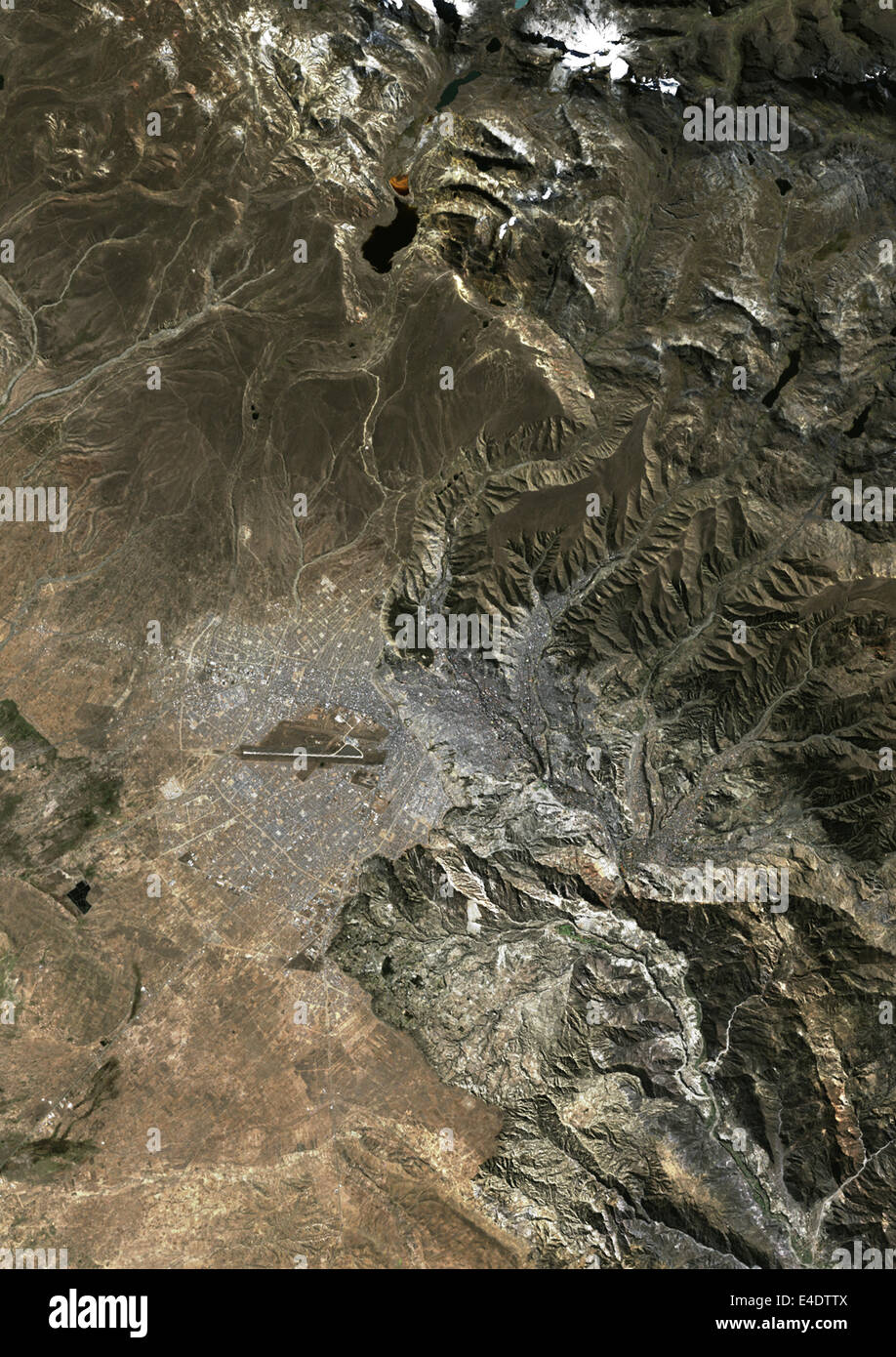 La Paz, Bolivia, True Colour Satellite Image. La Paz, Bolivia. True colour satellite image of La Paz, the capital city of Bolivi Stock Photo