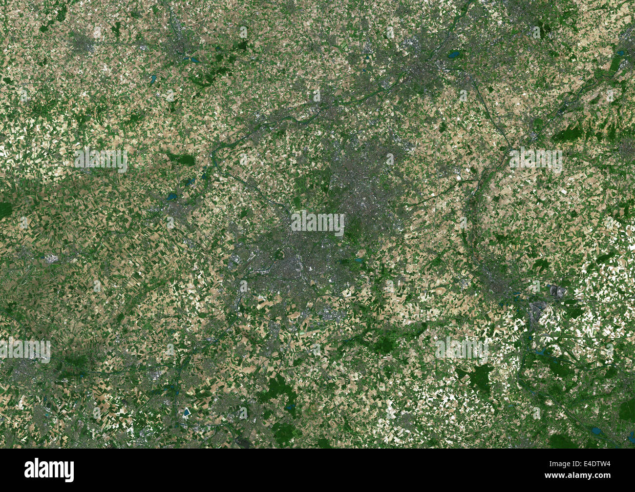 Lille, France, True Colour Satellite Image. Lille, France. True colour satellite image of the city of Lille, taken on 23 May 200 Stock Photo