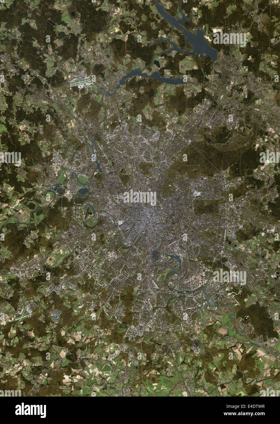Moscow, Russia, True Colour Satellite Image. Moscow, Russia. True colour satellite image of Moscow, the capital city of Russia. Stock Photo