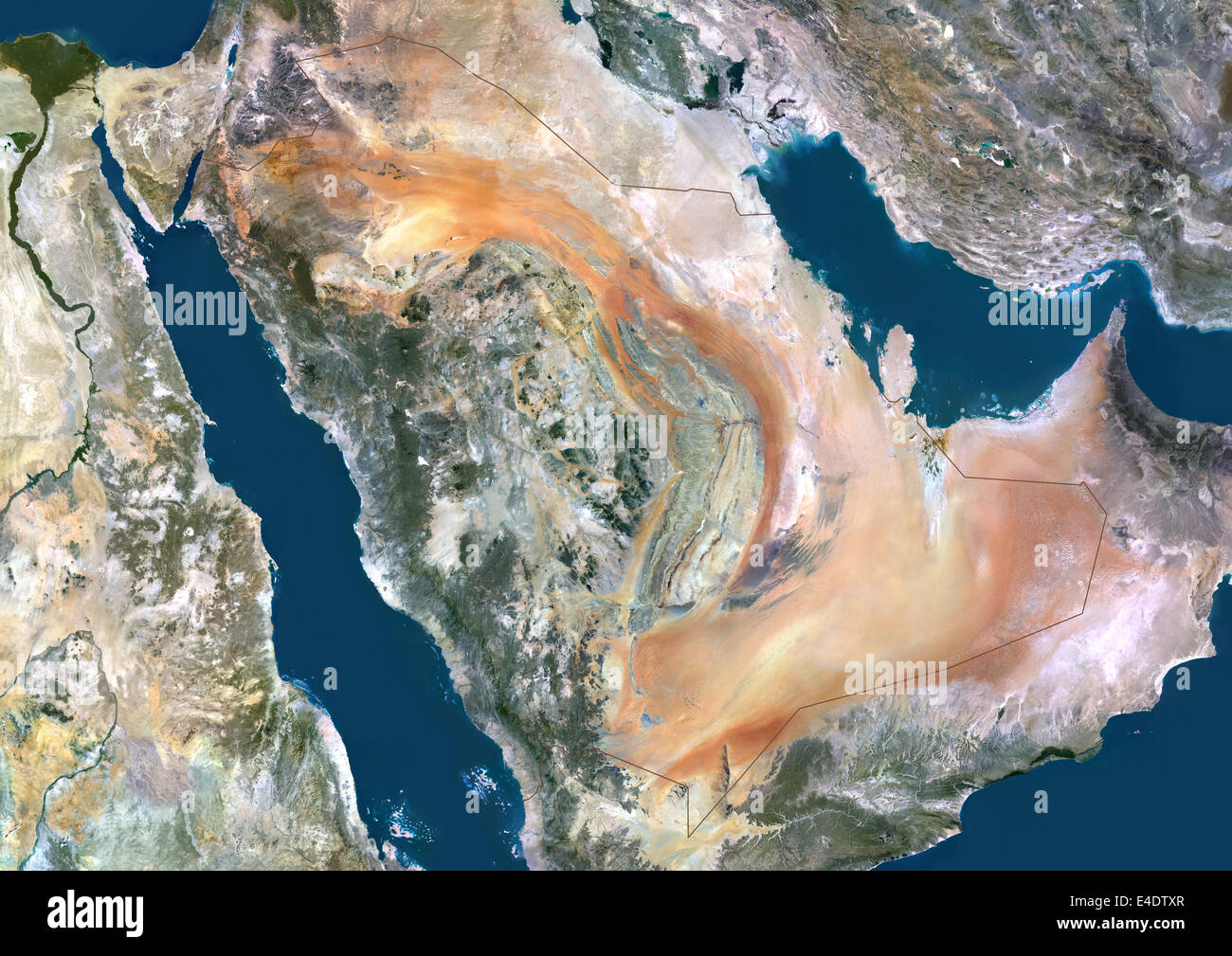 Saudi Arabia Satellite Map Saudi Arabia, Middle East, True Colour Satellite Image With Border. Satellite  View Of Saudi Arabia (With Border). This Image Was Stock Photo - Alamy