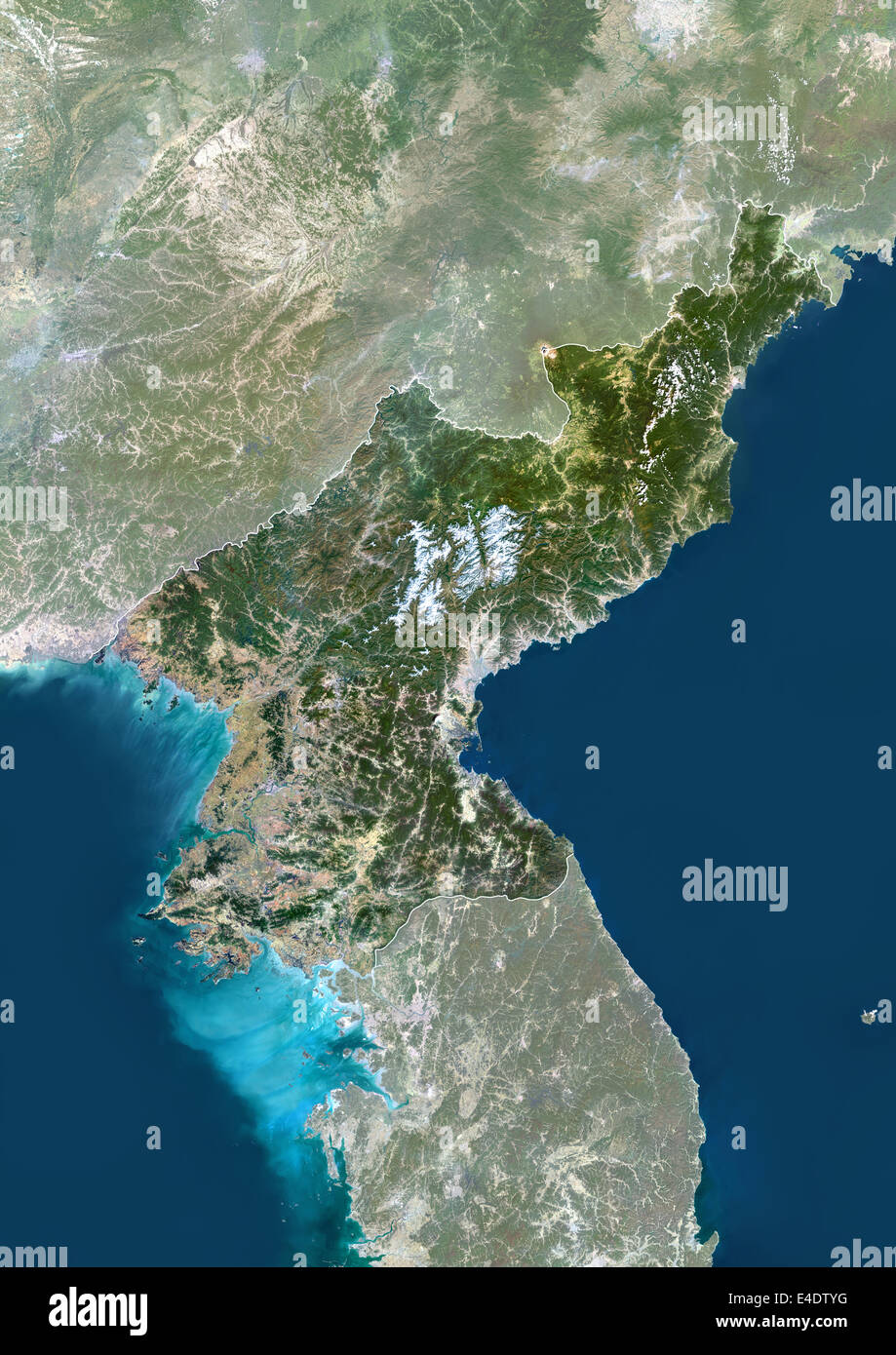 North Korea Satellite Map North Korea, Asia, True Colour Satellite Image With Border And Mask. Satellite  View Of North Korea (With Border And Mask). This Stock Photo - Alamy