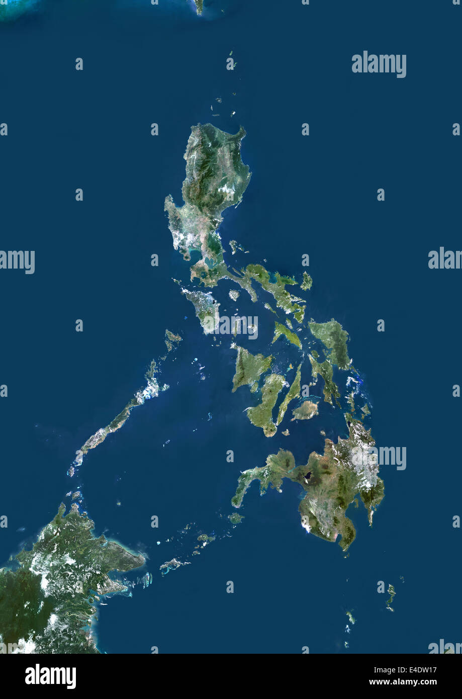 Philippines, Asia, True Colour Satellite Image. Satellite view of the Philippines. This image was compiled from data acquired by Stock Photo