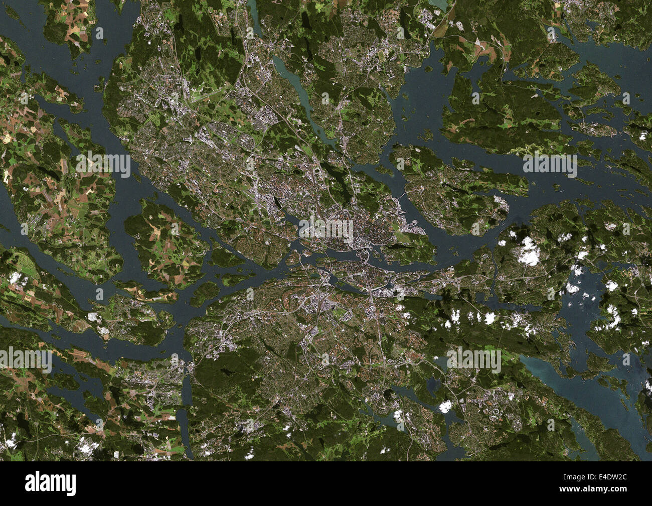 Stockholm, Sweden, True Colour Satellite Image. Stockholm, Sweden. True colour satellite image of Stockholm, capital city of Swe Stock Photo