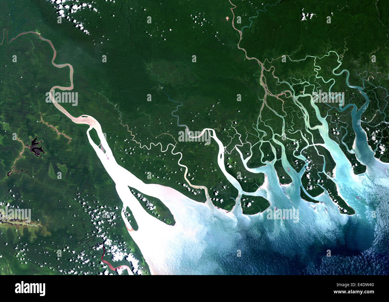 Hawooi And Kikori Deltas, Papua New Guinea, True Colour Satellite Image. True colour satellite image of the deltas of the rivers Stock Photo