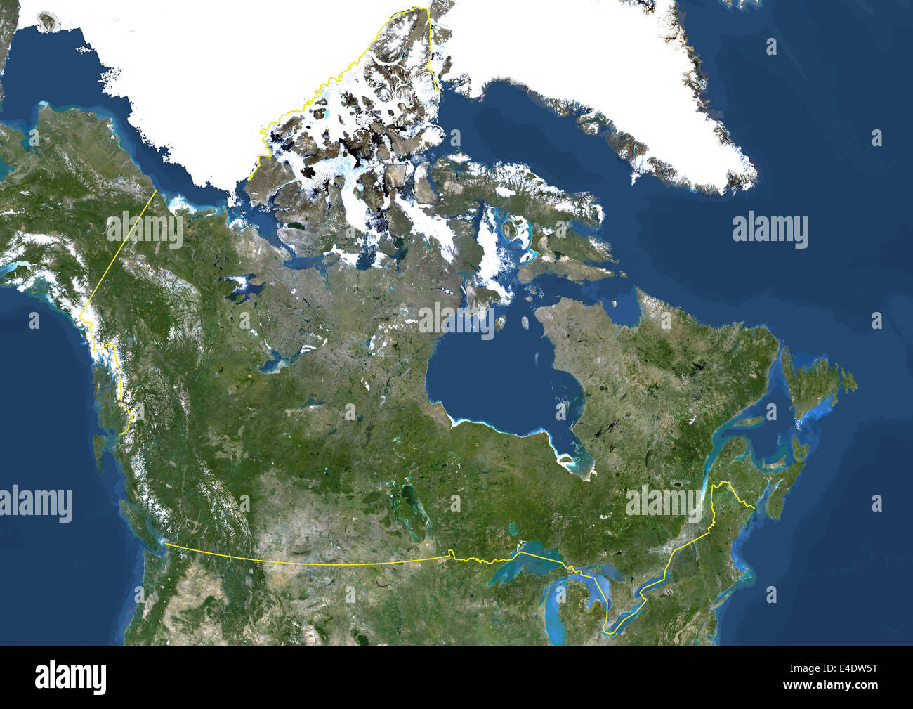 Canada, North America, True Colour Satellite Image With Border ...