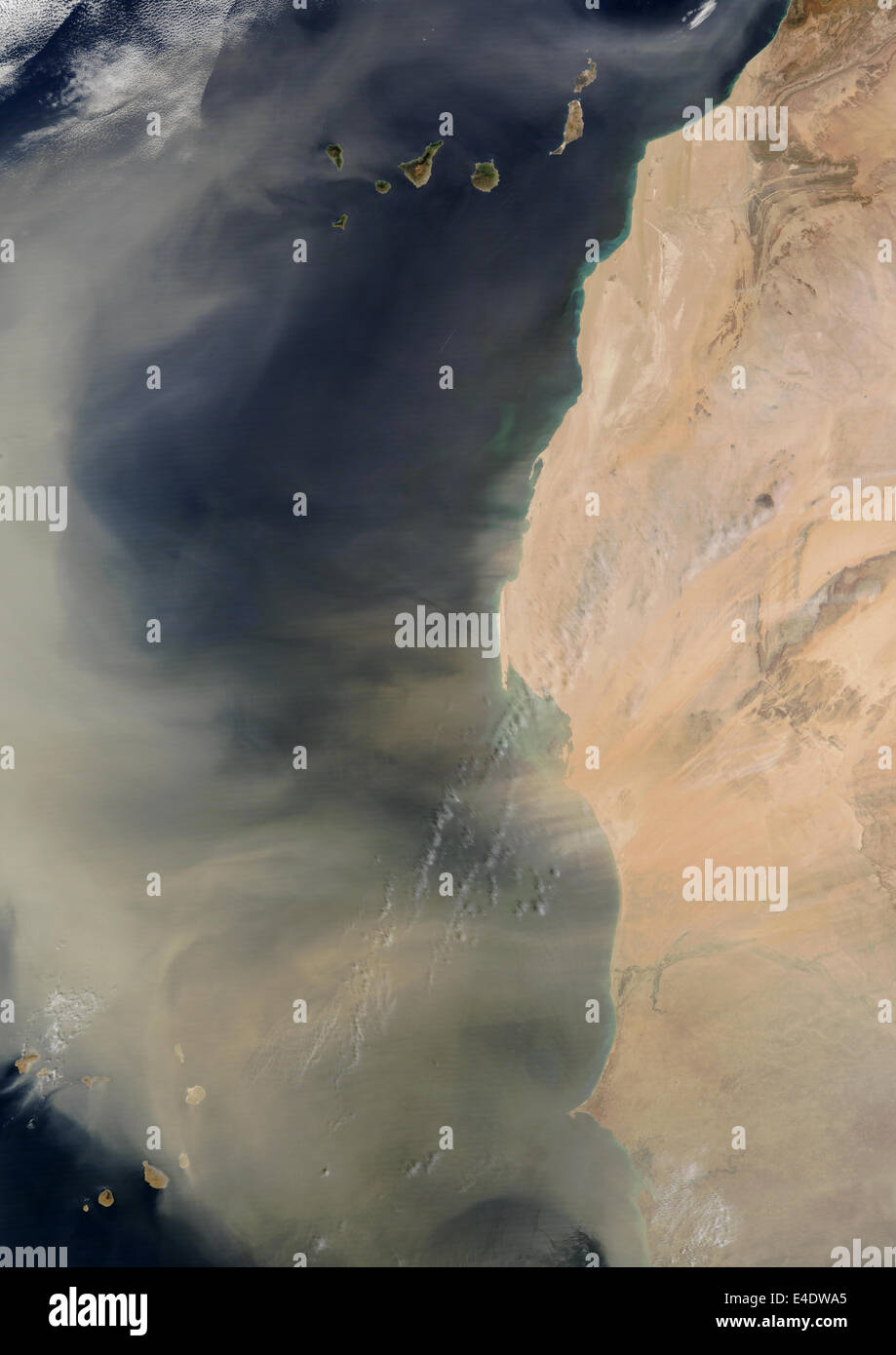 Sand Tempest, Sahara, True Colour Satellite Image. Sand tempest off Morocco and Mauritania, true colour satellite image. The Can Stock Photo
