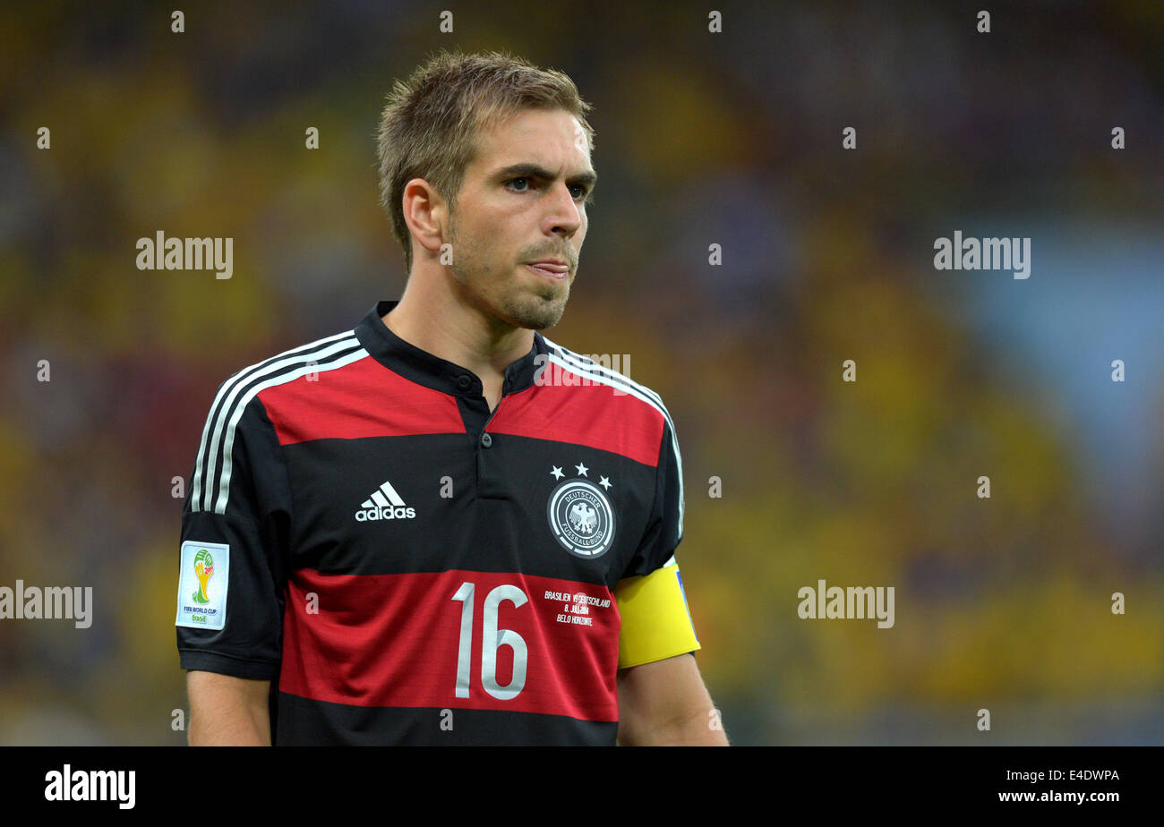 Belo Horizonte, Brazil. 08th July, 2014. Germany's Philipp Lahm during the FIFA World Cup 2014 semi-final soccer match between Brazil and Germany at Estadio Mineirao in Belo Horizonte, Brazil, 08 July 2014. Photo: Thomas Eisenhuth/dpa/Alamy Live News Stock Photo