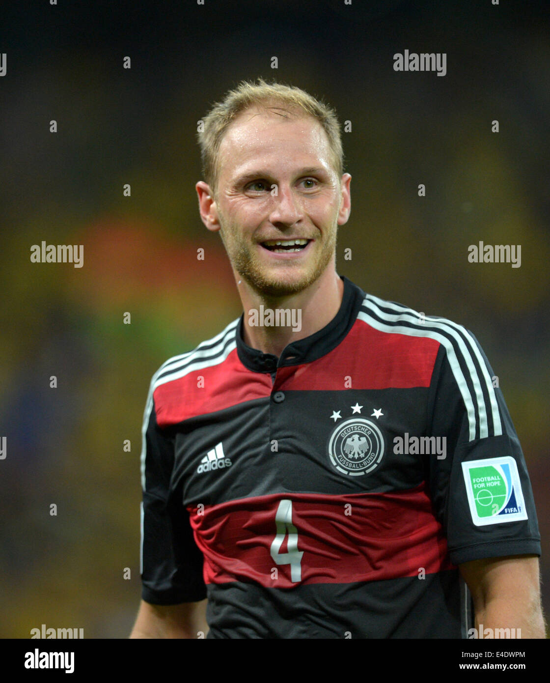 Belo Horizonte, Brazil. 08th July, 2014. Germany's Benedikt Hoewedes gestures during the FIFA World Cup 2014 semi-final soccer match between Brazil and Germany at Estadio Mineirao in Belo Horizonte, Brazil, 08 July 2014. Photo: Thomas Eisenhuth/dpa/Alamy Live News Stock Photo