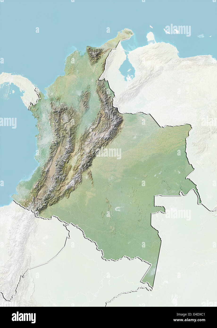Colombian Mountains Map Colombia Relief Map With Border And Mask E4DXC1