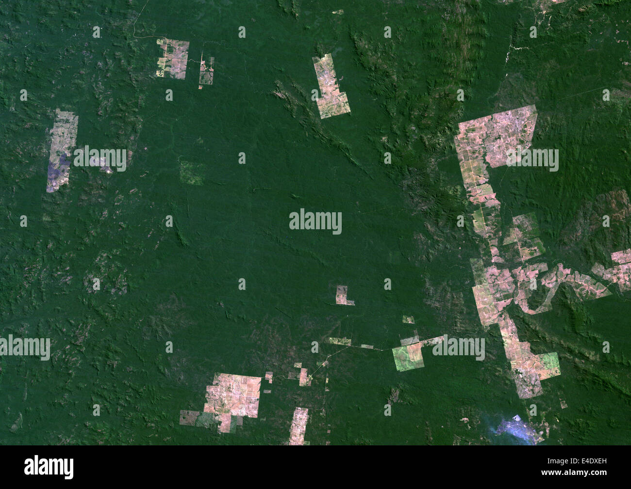 Deforestation, Para, Brazil, In 1992, True Colour Satellite Image. True colour satellite image showing deforestation in Amazonia Stock Photo