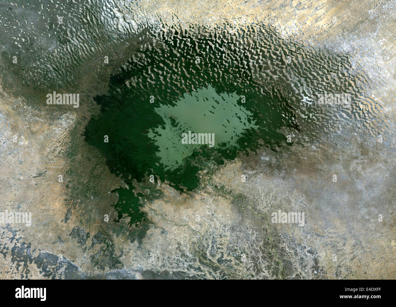 Lake Chad, Chad, In 1987, True Colour Satellite Image. True colour satellite image of Lake Chad, Chad. Image taken in 1987 using Stock Photo