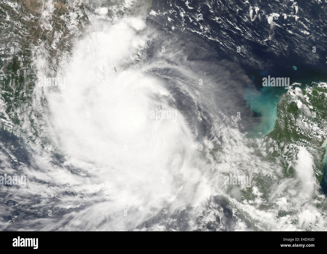 Hurricane Dean, Mexico, In 2007, True Colour Satellite Image. Hurricane Dean on 22 August 2007 over Veracruz, Mexico. It was the Stock Photo