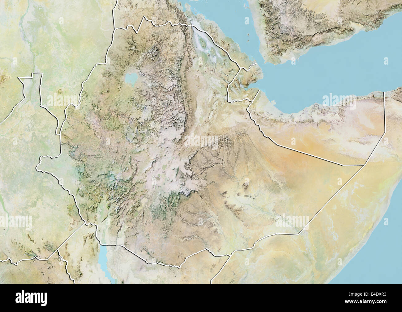 Ethiopia, Relief Map With Border Stock Photo