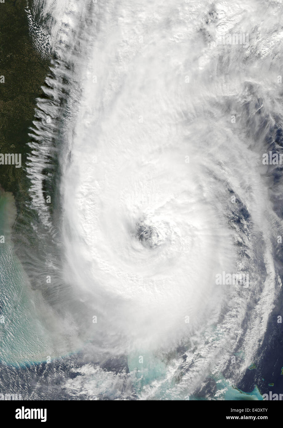 Hurricane Wilma, Atlantic Ocean, On 24/10/2005, True Colour Satellite Image. Hurricane Wilma on 24 October 2005 over Florida, US Stock Photo