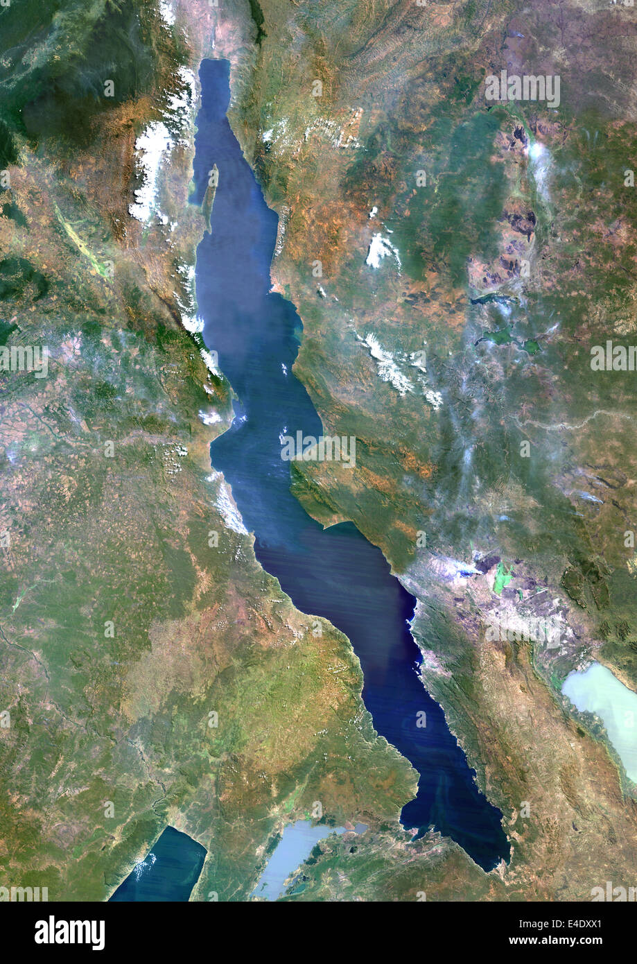 Lake Tanganyika, Africa, True Colour Satellite Image. True colour satellite image of Lake Tanganyika, an African Great Lake divi Stock Photo