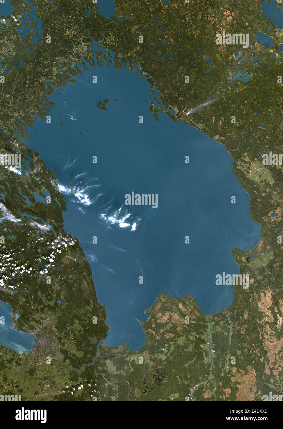 Lake Ladoga And Saint Petersburg, Russia, True Colour Satellite Image