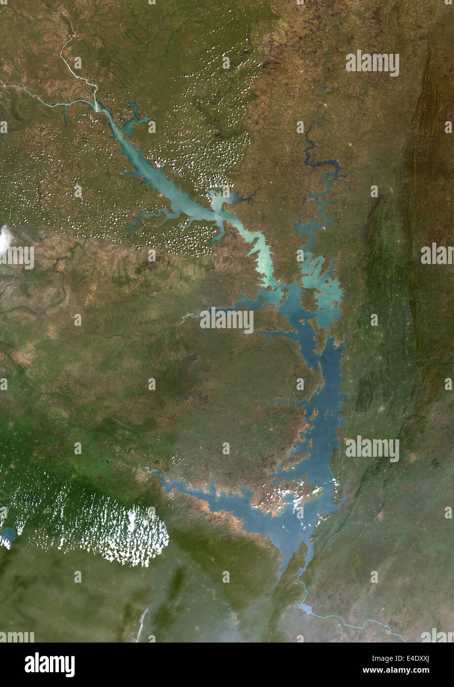 Lake Volta, Ghana, True Colour Satellite Image. True colour satellite image of Lake Volta, in Ghana. It is the largest reservoir Stock Photo