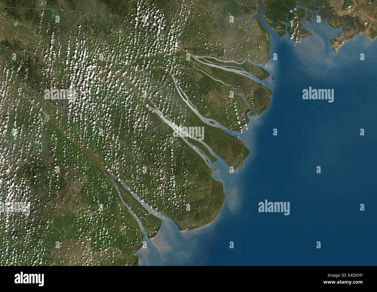 Mekong Delta, Vietnam, True Colour Satellite Image. True colour satellite image of the Mekong Delta in Vietnam. The Mekong delta Stock Photo