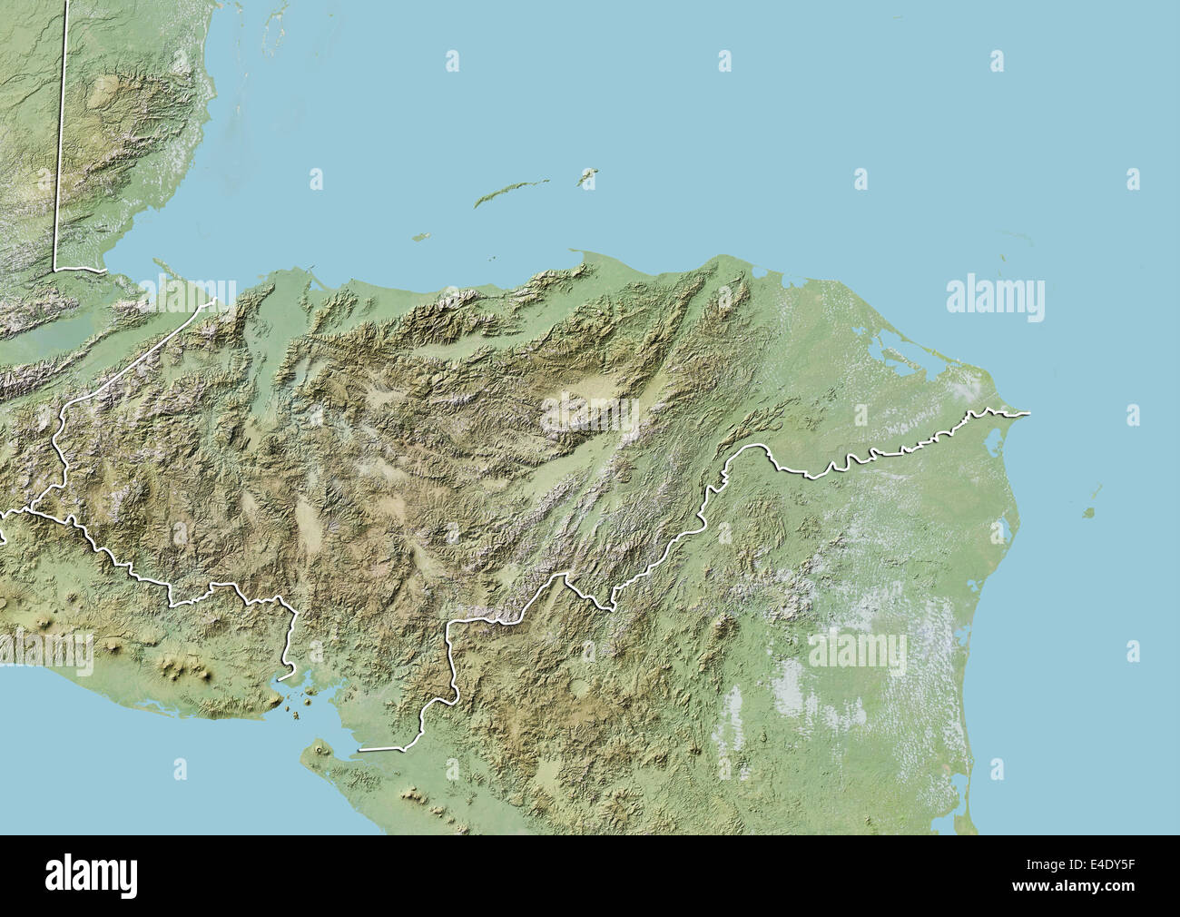 Honduras, Relief Map With Border Stock Photo