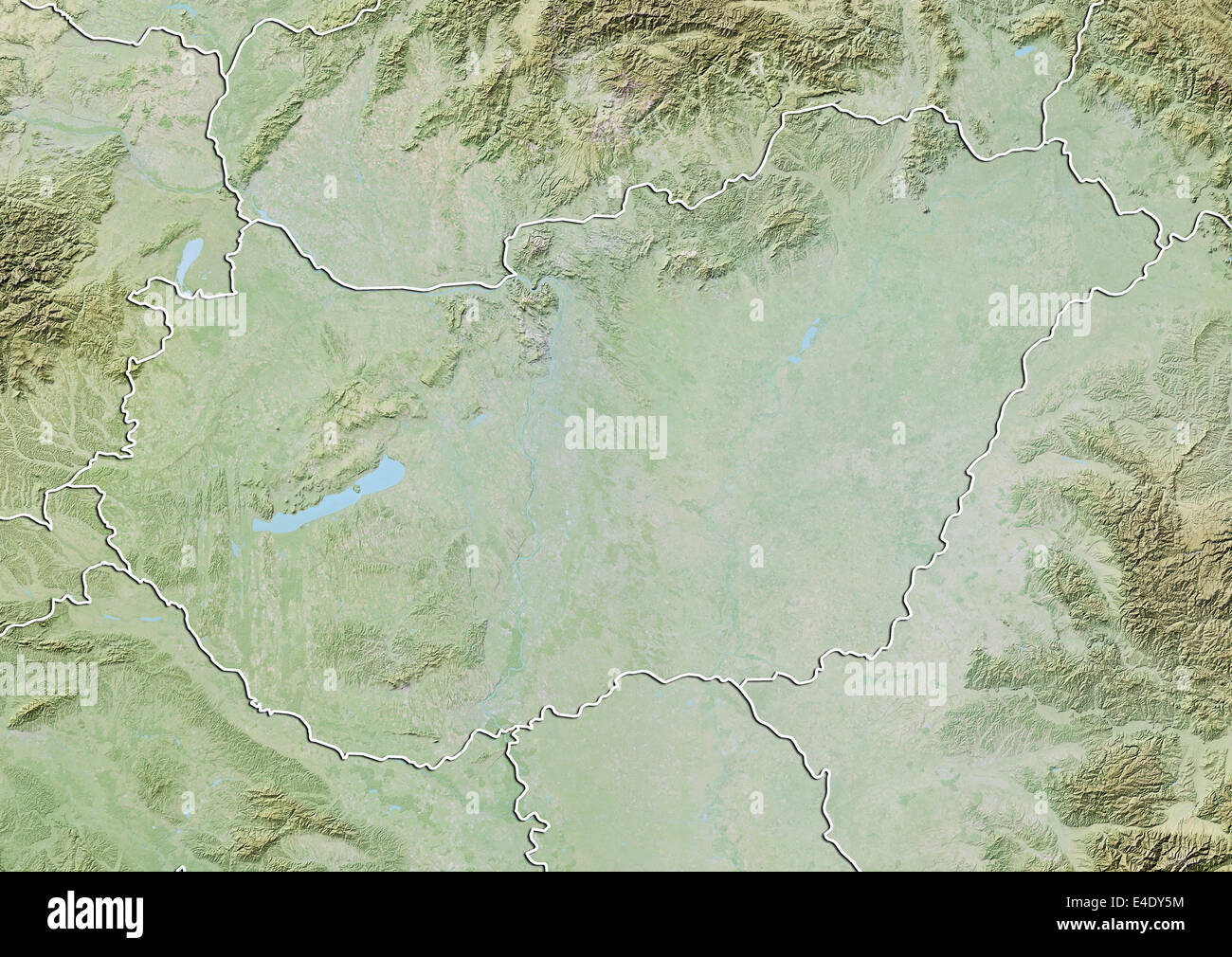 Hungary, Relief Map With Border Stock Photo - Alamy