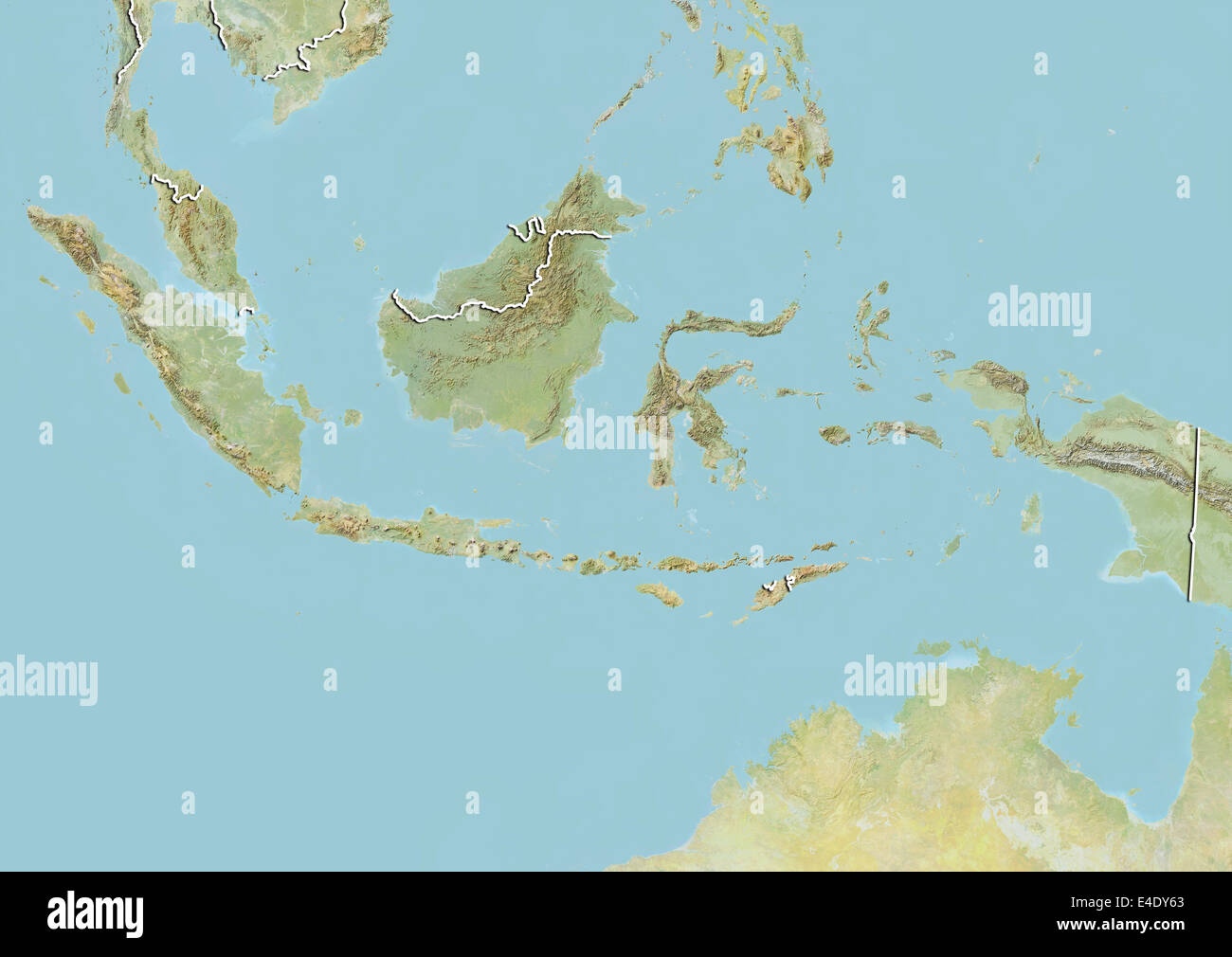Indonesia, Relief Map With Border Stock Photo