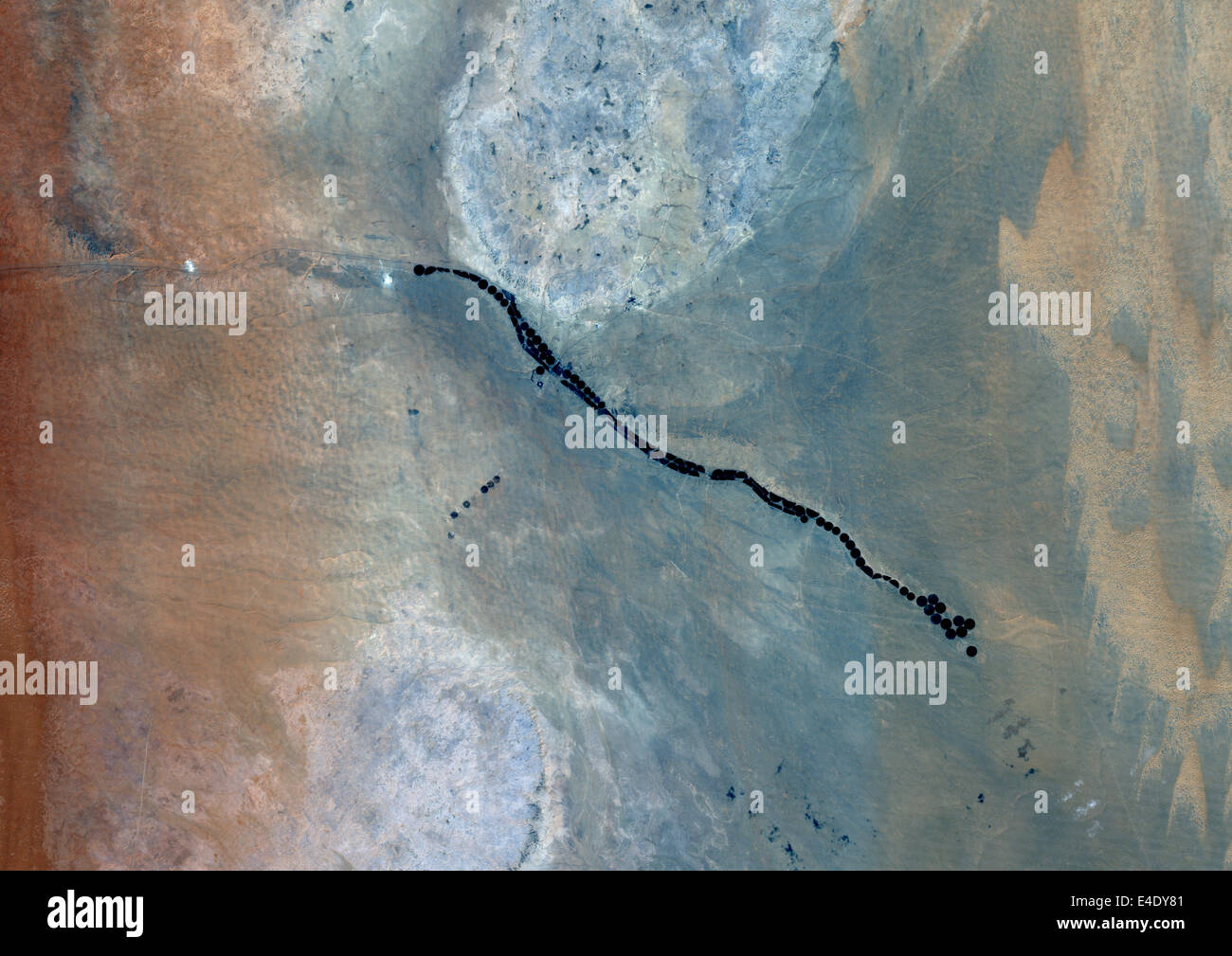 Agriculture In The Desert In 1998, Saudi Arabia, True Colour Satellite Image. True colour satellite image of agriculture in the Stock Photo