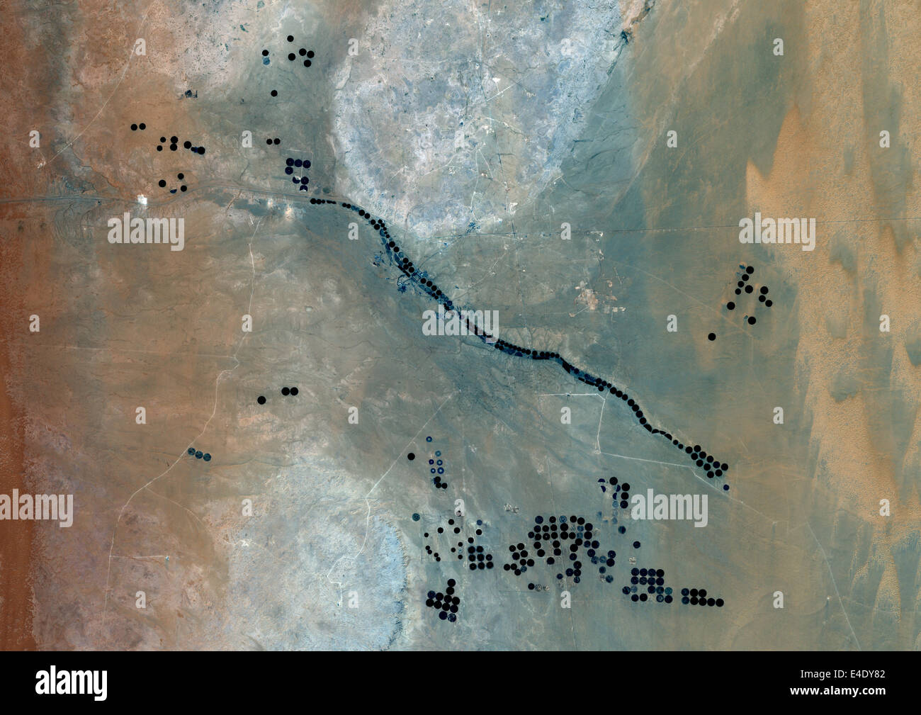 Agriculture In The Desert In 2001, Saudi Arabia, True Colour Satellite Image. True colour satellite image of agriculture in the Stock Photo