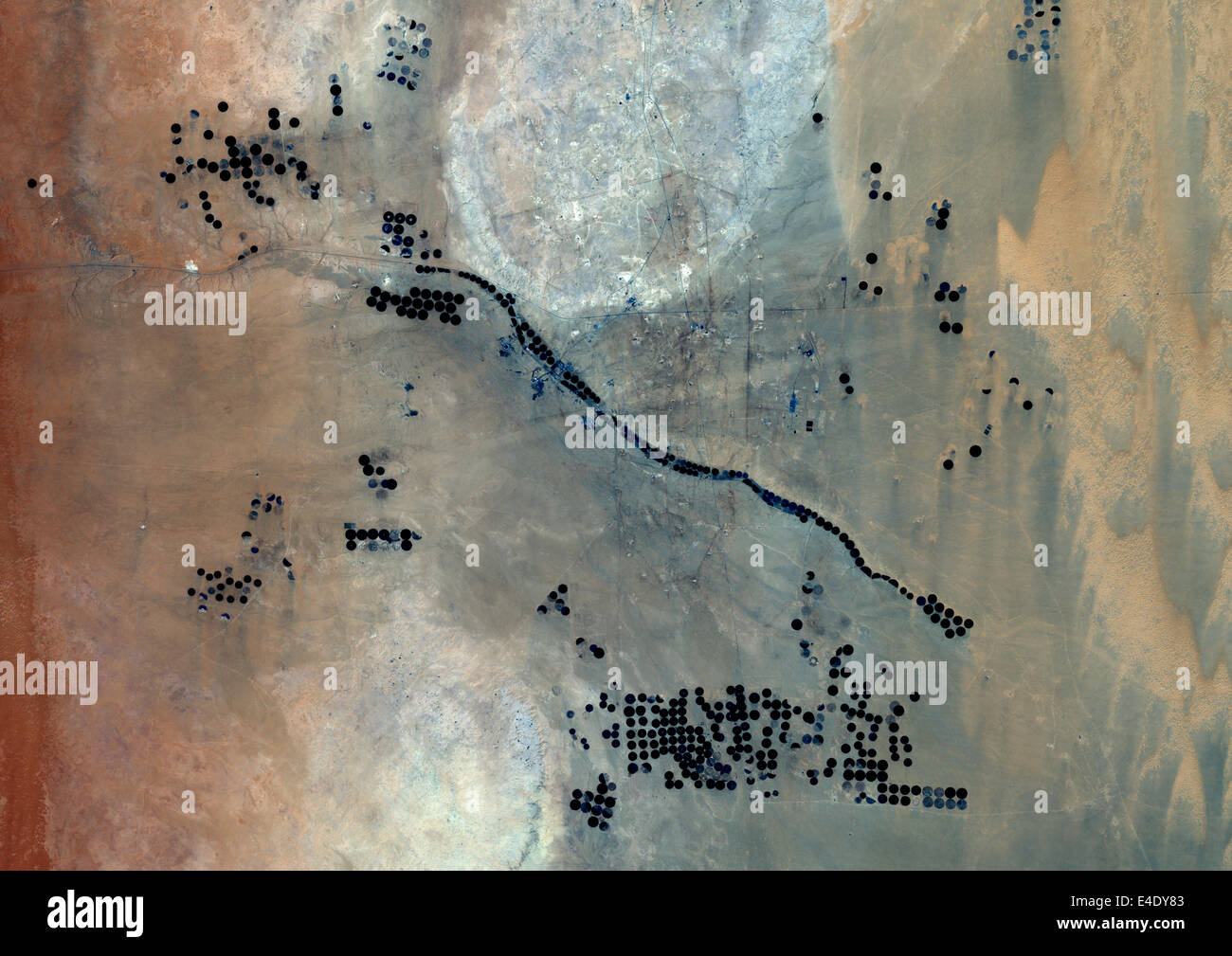 Agriculture In The Desert In 2006, Saudi Arabia, True Colour Satellite Image. True colour satellite image of agriculture in the Stock Photo