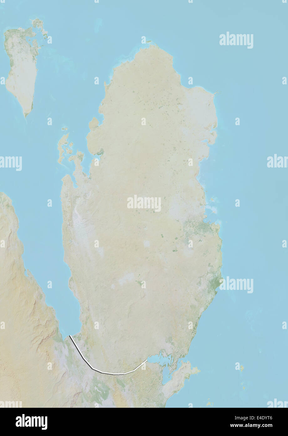 Qatar Physical Map Qatar Relief Map With Border E4DYT6 