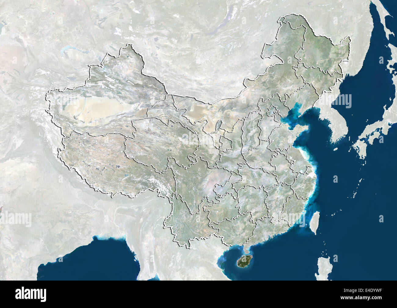 China and the Province of Hainan, True Colour Satellite Image Stock Photo