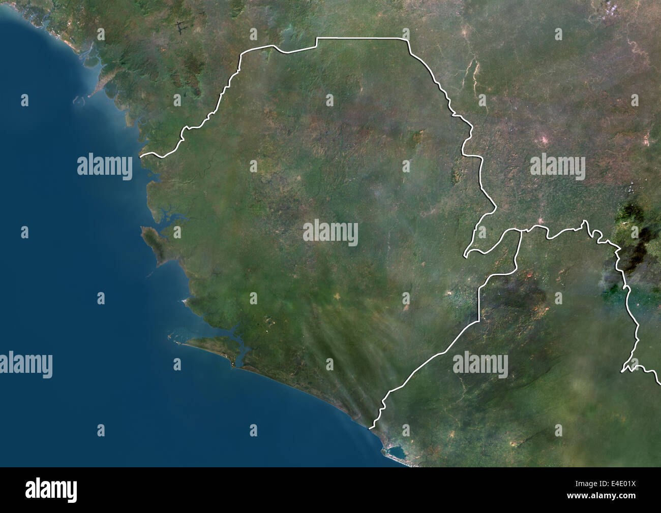 Sierra Leone True Colour Satellite Image With Border Stock Photo Alamy