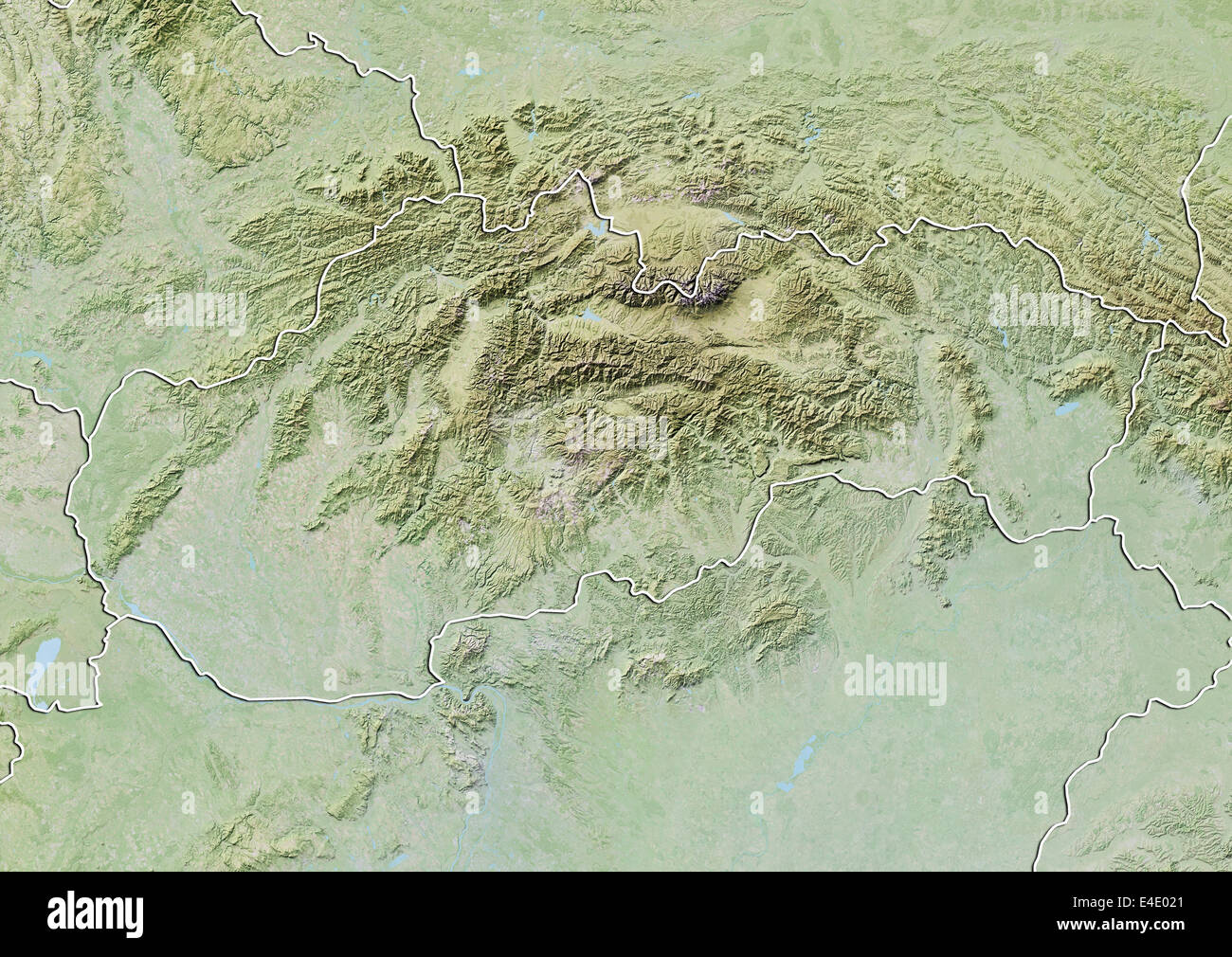 Slovakia, Relief Map with Border Stock Photo
